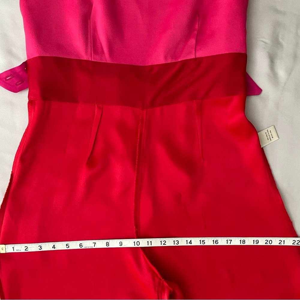 NWOT STAUD - Square Neck Jumpsuit in Red and Pink - 10 - Picture 11 of 16